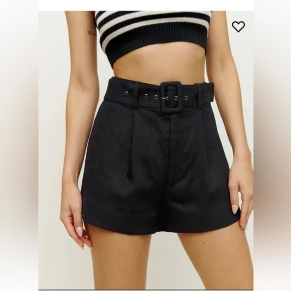Reformation Arden Black Linen Short Size 10